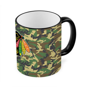 Кружка 3D с принтом Blackhawks Camouflage в Ухте, керамика | ёмкость 330 мл | Тематика изображения на принте: camouflage | chicago blackhawks | hockey | nhl | нхл | хоккей