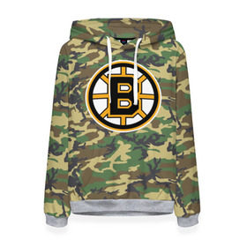 Женская толстовка 3D с принтом Bruins Camouflage в Ухте, 100% полиэстер  | двухслойный капюшон со шнурком для регулировки, мягкие манжеты на рукавах и по низу толстовки, спереди карман-кенгуру с мягким внутренним слоем. | boston bruins | camouflage | hockey | nhl | нхл | хоккей