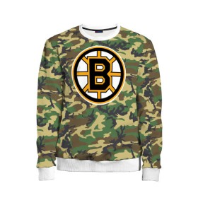 Детский свитшот 3D с принтом Bruins Camouflage в Ухте, 100% полиэстер | свободная посадка, прямой крой, мягкая тканевая резинка на рукавах и понизу свитшота | boston bruins | camouflage | hockey | nhl | нхл | хоккей