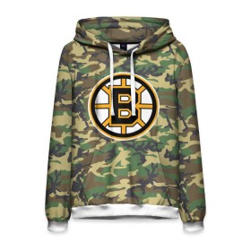 Мужская толстовка 3D с принтом Bruins Camouflage в Ухте, 100% полиэстер | двухслойный капюшон со шнурком для регулировки, мягкие манжеты на рукавах и по низу толстовки, спереди карман-кенгуру с мягким внутренним слоем. | boston bruins | camouflage | hockey | nhl | нхл | хоккей