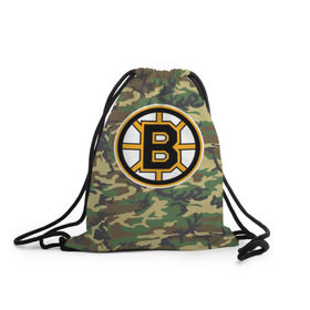 Рюкзак-мешок 3D с принтом Bruins Camouflage в Ухте, 100% полиэстер | плотность ткани — 200 г/м2, размер — 35 х 45 см; лямки — толстые шнурки, застежка на шнуровке, без карманов и подкладки | boston bruins | camouflage | hockey | nhl | нхл | хоккей