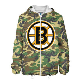 Мужская куртка 3D с принтом Bruins Camouflage в Ухте, ткань верха — 100% полиэстер, подклад — флис | прямой крой, подол и капюшон оформлены резинкой с фиксаторами, два кармана без застежек по бокам, один большой потайной карман на груди. Карман на груди застегивается на липучку | boston bruins | camouflage | hockey | nhl | нхл | хоккей