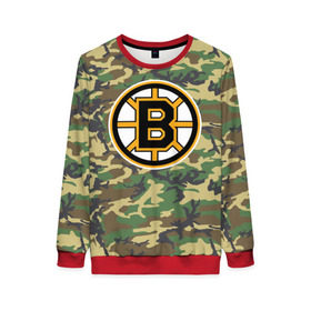 Женский свитшот 3D с принтом Bruins Camouflage в Ухте, 100% полиэстер с мягким внутренним слоем | круглый вырез горловины, мягкая резинка на манжетах и поясе, свободная посадка по фигуре | boston bruins | camouflage | hockey | nhl | нхл | хоккей