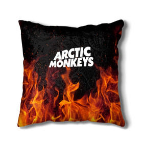 Подушка 3D с принтом Arctic Monkeys fire в Ухте, наволочка – 100% полиэстер, наполнитель – холлофайбер (легкий наполнитель, не вызывает аллергию). | состоит из подушки и наволочки. Наволочка на молнии, легко снимается для стирки | 