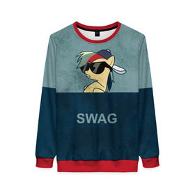 Женский свитшот 3D с принтом My Little Pony в Ухте, 100% полиэстер с мягким внутренним слоем | круглый вырез горловины, мягкая резинка на манжетах и поясе, свободная посадка по фигуре | dash | rainbow | swag