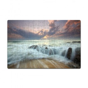 Пазл магнитный 126 элементов с принтом Берег 3 в Ухте, полимерный материал с магнитным слоем | 126 деталей, размер изделия —  180*270 мм | берег | вода | камни | море | небо | природа | скалы