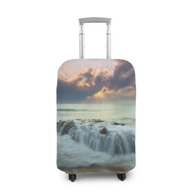 Чехол для чемодана 3D с принтом Берег 3 в Ухте, 86% полиэфир, 14% спандекс | двустороннее нанесение принта, прорези для ручек и колес | берег | вода | камни | море | небо | природа | скалы