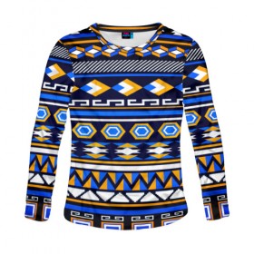 Женский лонгслив 3D с принтом Этнический узор в Ухте, 100% полиэстер | длинные рукава, круглый вырез горловины, полуприлегающий силуэт | 