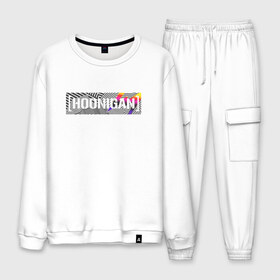 Мужской костюм хлопок с принтом HOONIGAN в Ухте, 100% хлопок | на свитшоте круглая горловина, мягкая резинка по низу. Брюки заужены к низу, на них два вида карманов: два “обычных” по бокам и два объемных, с клапанами, расположенные ниже линии бедра. Брюки с мягкой трикотажной резинкой на поясе и по низу штанин. В поясе для дополнительного комфорта — широкие завязки | hoonigan
