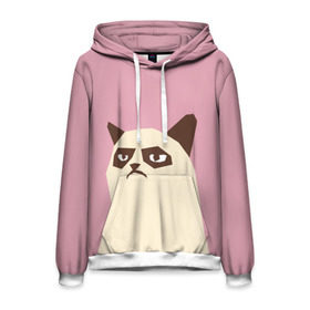 Мужская толстовка 3D Grumpy cat pink: в Ухте, 100% полиэстер | двухслойный капюшон со шнурком для регулировки, мягкие манжеты на рукавах и по низу толстовки, спереди карман-кенгуру с мягким внутренним слоем. | кот | мем | угрюмый