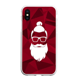 Чехол для iPhone XS Max матовый с принтом Санта хипстер в Ухте, Силикон | Область печати: задняя сторона чехла, без боковых панелей | Тематика изображения на принте: 2017 | борода | дед мороз | новый год | подарок на новый год | санта | санта хипстер | снег | снежинки | хипстер
