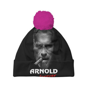 Шапка 3D c помпоном с принтом Arnold forever в Ухте, 100% полиэстер | универсальный размер, печать по всей поверхности изделия | актёр | арнольд шварценеггер | боевик | звезда | киногерой | супергерой | терминатор