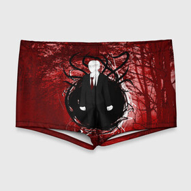 Мужские купальные плавки 3D с принтом Slender в Ухте, Полиэстер 85%, Спандекс 15% |  | slender | slenderman | слендер