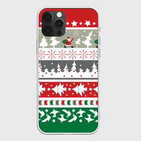 Чехол для iPhone 12 Pro с принтом Новогодний орнамент в Ухте, силикон | область печати: задняя сторона чехла, без боковых панелей | Тематика изображения на принте: дед мороз | елка | новогодний орнамент | подарок на новый год | праздник | снеговик | снежинки
