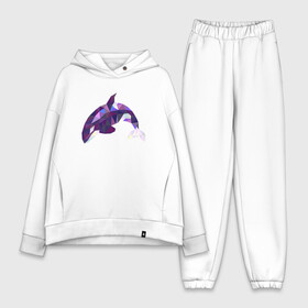 Женский костюм хлопок Oversize с принтом Касатка в Ухте,  |  | геометрия | животные | касатка | полигонал | фауна