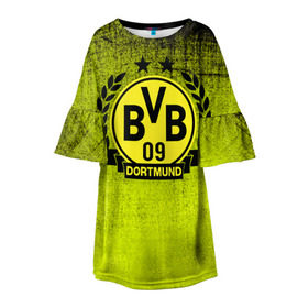 Детское платье 3D с принтом Borussia5 в Ухте, 100% полиэстер | прямой силуэт, чуть расширенный к низу. Круглая горловина, на рукавах — воланы | Тематика изображения на принте: borussia | bvb | football | боруссия | бундеслига | дортмунд | футбол | чемпионат германии
