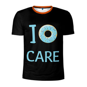 Мужская футболка 3D спортивная с принтом Donut care в Ухте, 100% полиэстер с улучшенными характеристиками | приталенный силуэт, круглая горловина, широкие плечи, сужается к линии бедра | Тематика изображения на принте: simpsons
