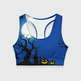 Женский спортивный топ 3D с принтом Хэллуин 2 в Ухте, 82% полиэстер, 18% спандекс Ткань безопасна для здоровья, позволяет коже дышать, не мнется и не растягивается |  | 