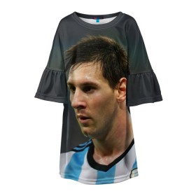 Детское платье 3D с принтом Leo Messi в Ухте, 100% полиэстер | прямой силуэт, чуть расширенный к низу. Круглая горловина, на рукавах — воланы | Тематика изображения на принте: fc barcelona | football | lionel messi | messi | аргентина | барса | лео месси | фк барселона | футбол