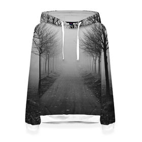 Женская толстовка 3D Тропинка: в Ухте, 100% полиэстер  | двухслойный капюшон со шнурком для регулировки, мягкие манжеты на рукавах и по низу толстовки, спереди карман-кенгуру с мягким внутренним слоем. | деревья | дорожка | природа | тропинка | туман