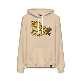 Женская толстовка хлопок с принтом Гипножаба в Ухте, френч-терри, мягкий теплый начес внутри (100% хлопок) | карман-кенгуру, эластичные манжеты и нижняя кромка, капюшон с подкладом и шнурком | 