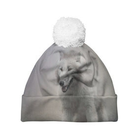 Шапка 3D c помпоном с принтом Волк в Ухте, 100% полиэстер | универсальный размер, печать по всей поверхности изделия | волки | хищник