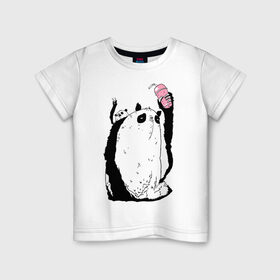 Детская футболка хлопок с принтом panda в Ухте, 100% хлопок | круглый вырез горловины, полуприлегающий силуэт, длина до линии бедер | Тематика изображения на принте: dd | drop dead | dropdead | milk | milkshake | panda | tmblr | tumbler
