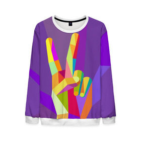 Мужской свитшот 3D с принтом Victory в Ухте, 100% полиэстер с мягким внутренним слоем | круглый вырез горловины, мягкая резинка на манжетах и поясе, свободная посадка по фигуре | Тематика изображения на принте: виктория | знак | победа | рука