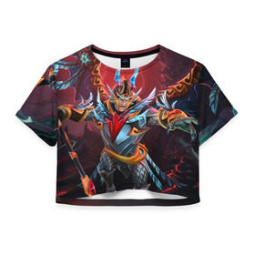 Женская футболка 3D укороченная с принтом Red Sky в Ухте, 100% полиэстер | круглая горловина, длина футболки до линии талии, рукава с отворотами | Тематика изображения на принте: dota | dota 2 | skywrath mage | дота | маг