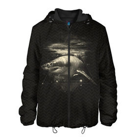 Мужская куртка 3D с принтом Cosmic Shark в Ухте, ткань верха — 100% полиэстер, подклад — флис | прямой крой, подол и капюшон оформлены резинкой с фиксаторами, два кармана без застежек по бокам, один большой потайной карман на груди. Карман на груди застегивается на липучку | space | галактика | космос | рыба