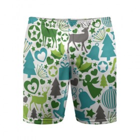 Мужские шорты 3D спортивные с принтом Новый год! в Ухте,  |  | год | ёлка | ель | звезда | колокол | колокольчик | новый | новый год | олень | подарок | сердце