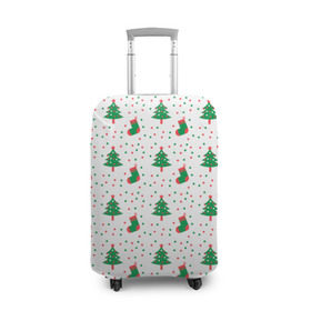Чехол для чемодана 3D с принтом Узор 2017 в Ухте, 86% полиэфир, 14% спандекс | двустороннее нанесение принта, прорези для ручек и колес | ангел | ёлка | ель | зима | колокольчик | нг | новый год | олень | рождество | санта | снег