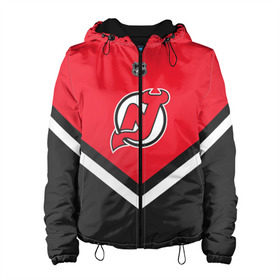 Женская куртка 3D с принтом New Jersey Devils в Ухте, ткань верха — 100% полиэстер, подклад — флис | прямой крой, подол и капюшон оформлены резинкой с фиксаторами, два кармана без застежек по бокам, один большой потайной карман на груди. Карман на груди застегивается на липучку | america | canada | hockey | nhl | usa | америка | девилз | джерси | канада | лед | нхл | нью | сша | хоккей