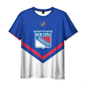 Мужская футболка 3D с принтом New York Rangers в Ухте, 100% полиэфир | прямой крой, круглый вырез горловины, длина до линии бедер | america | canada | hockey | nhl | usa | америка | канада | лед | нхл | нью йорк | рейнджерс | сша | хоккей