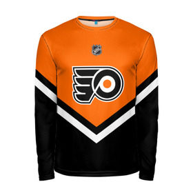 Мужской лонгслив 3D с принтом Philadelphia Flyers в Ухте, 100% полиэстер | длинные рукава, круглый вырез горловины, полуприлегающий силуэт | america | canada | hockey | nhl | usa | америка | канада | лед | нхл | сша | филадельфия | флайерз | хоккей