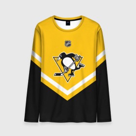 Мужской лонгслив 3D с принтом Pittsburgh Penguins в Ухте, 100% полиэстер | длинные рукава, круглый вырез горловины, полуприлегающий силуэт | america | canada | hockey | nhl | usa | америка | канада | лед | нхл | пингвинз | питтсбург | сша | хоккей