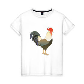 Женская футболка хлопок Петух 2017: в Ухте, 100% хлопок | прямой крой, круглый вырез горловины, длина до линии бедер, слегка спущенное плечо | китай | петух | россия