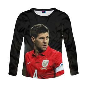 Женский лонгслив 3D с принтом Steven Gerrard в Ухте, 100% полиэстер | длинные рукава, круглый вырез горловины, полуприлегающий силуэт | england national team | premier league | steven gerrard | англия | ливерпуль | стивен джеррард | футбол
