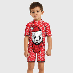 Детский купальный костюм 3D Панда Клаус: в Ухте, Полиэстер 85%, Спандекс 15% | застежка на молнии на спине | animal | bear | beast | claus | panda | santa | дед мороз | елка | зверь | клаус | медведь | новый год | панда | рождество | санта | снег