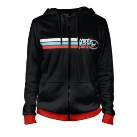 Женская толстовка 3D на молнии с принтом Twenty one pilots в Ухте, 100% полиэстер | длина до линии бедра, манжеты и пояс оформлены мягкой тканевой резинкой, двухслойный капюшон со шнурком для регулировки, спереди молния, по бокам два кармана | 21 pilot