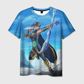Мужская футболка 3D с принтом Лучница в Ухте, 100% полиэфир | прямой крой, круглый вырез горловины, длина до линии бедер | ashe | league of legends | лига легенд | лук | лучница