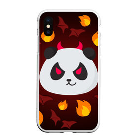 Чехол для iPhone XS Max матовый с принтом Панда дьяволенок в Ухте, Силикон | Область печати: задняя сторона чехла, без боковых панелей | дьяволенок | красный | крылья | огонь | панда | рога