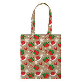 Сумка 3D повседневная с принтом Рождество в Ухте, 100% полиэстер | Плотность: 200 г/м2; Размер: 34×35 см; Высота лямок: 30 см | дед мороз | леденец | новый год | рождество | снежинки