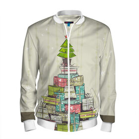 Мужской бомбер 3D с принтом Подарки в Ухте, 100% полиэстер | застегивается на молнию, по бокам два кармана без застежек, по низу бомбера и на воротнике - эластичная резинка | 