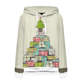 Женская толстовка 3D с принтом Подарки в Ухте, 100% полиэстер  | двухслойный капюшон со шнурком для регулировки, мягкие манжеты на рукавах и по низу толстовки, спереди карман-кенгуру с мягким внутренним слоем. | 