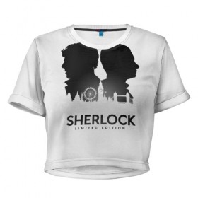 Женская футболка 3D укороченная с принтом Sherlock Edition в Ухте, 100% полиэстер | круглая горловина, длина футболки до линии талии, рукава с отворотами | doctor | holmes | sherlock | watson | ватсон | доктор | профессор | холмс | шерлок