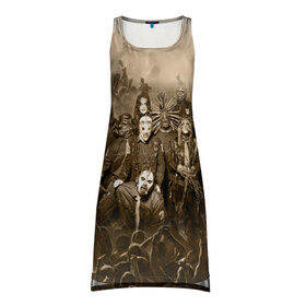 Платье-майка 3D с принтом SlipKnot в Ухте, 100% полиэстер | полуприлегающий силуэт, широкие бретели, круглый вырез горловины, удлиненный подол сзади. | маска | метал | рок | толпа