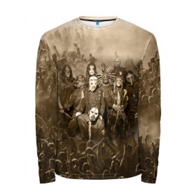 Мужской лонгслив 3D с принтом SlipKnot в Ухте, 100% полиэстер | длинные рукава, круглый вырез горловины, полуприлегающий силуэт | маска | метал | рок | толпа