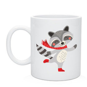 Кружка с принтом Новогодний Енот в Ухте, керамика | объем — 330 мл, диаметр — 80 мм. Принт наносится на бока кружки, можно сделать два разных изображения | Тематика изображения на принте: 