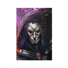 Обложка для паспорта матовая кожа с принтом Mask в Ухте, натуральная матовая кожа | размер 19,3 х 13,7 см; прозрачные пластиковые крепления | jhin | league of legends | lol | джин | лига легенд | лол